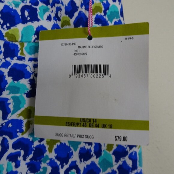 Pappagallo Lightweight Pants Women's Size 14 Blue Print Stretch - Picture 7 of 7